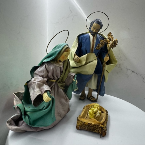 Vintage Midwest Imports Nativity Set Figure Papier-mâché - Joseph Mary Jesus 3pc - Picture 6 of 12